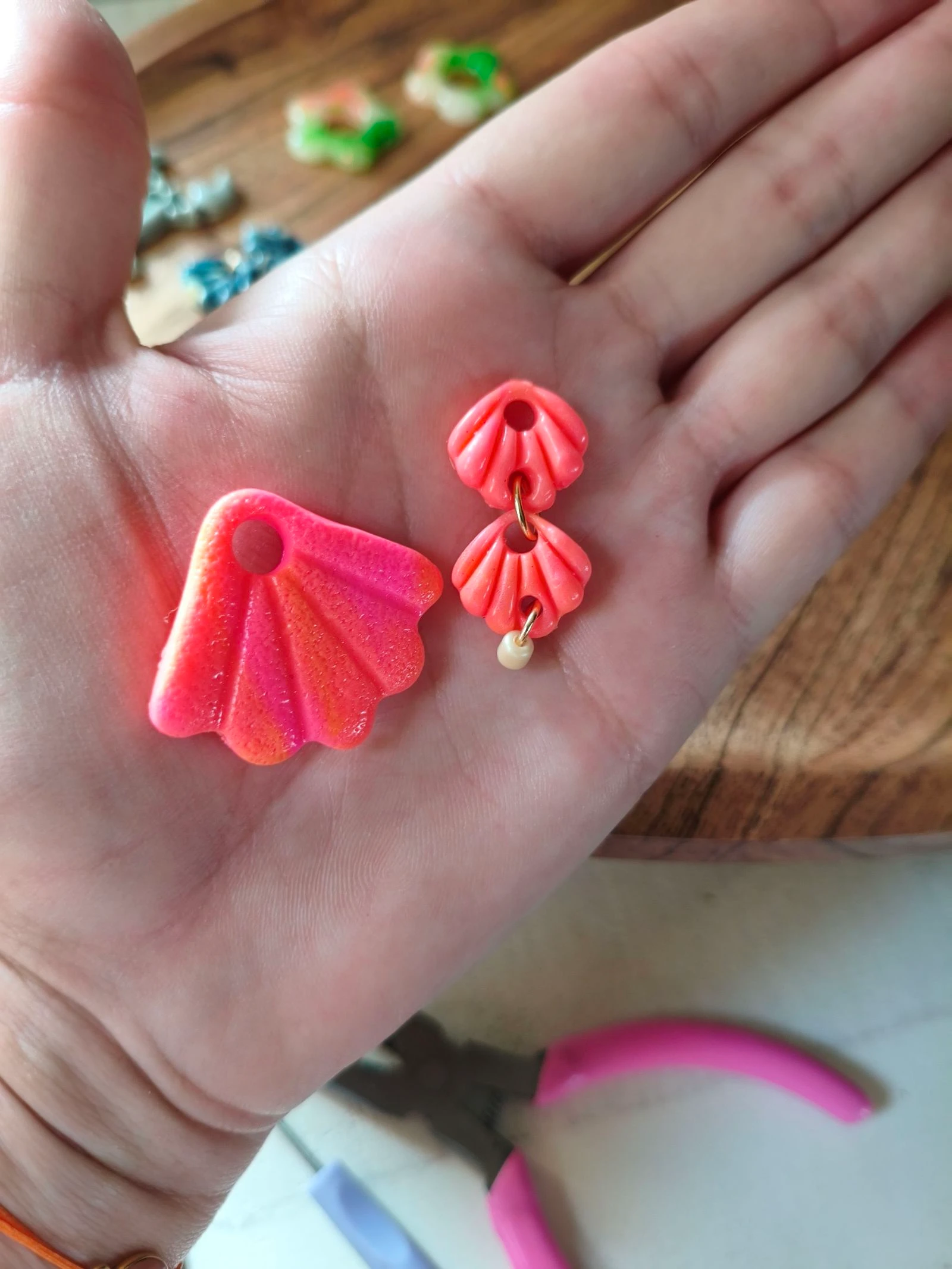 Asymmetrische Pampillesschelpen Roze/Oranje – Zomer & Kleurrijk – photo 3